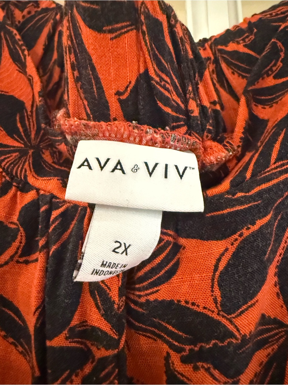 AVA & VIV Orange and Black Floral Women’s skirt - Picture 3 of 4